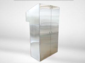 Switchgear cover made out of 304. type stainless steel, 1200 x 2200 x 600 (250) in size, with IP55 impenetrability grade.